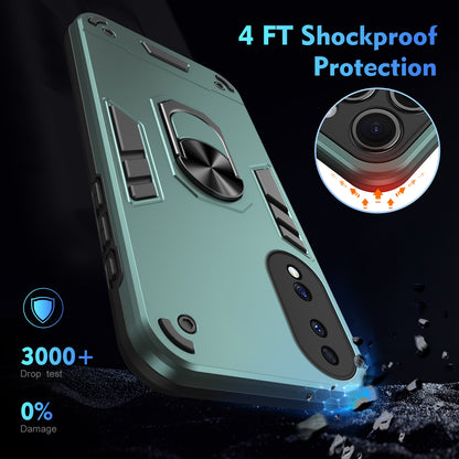Shockproof Honor 70 Phone Case with 360° Rotatable Metal Ring Holder, Magnetic Car Mount Stand, Ultra-Thin PC & Silicone Protection Cover