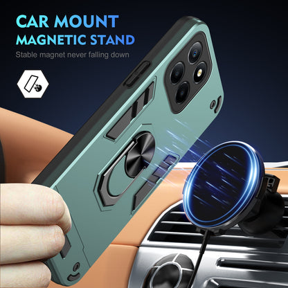 Shockproof Honor X8 5G Phone Case with 360° Rotatable Metal Ring Holder, Magnetic Car Mount Stand, Ultra-Thin PC & Silicone Protection Cover
