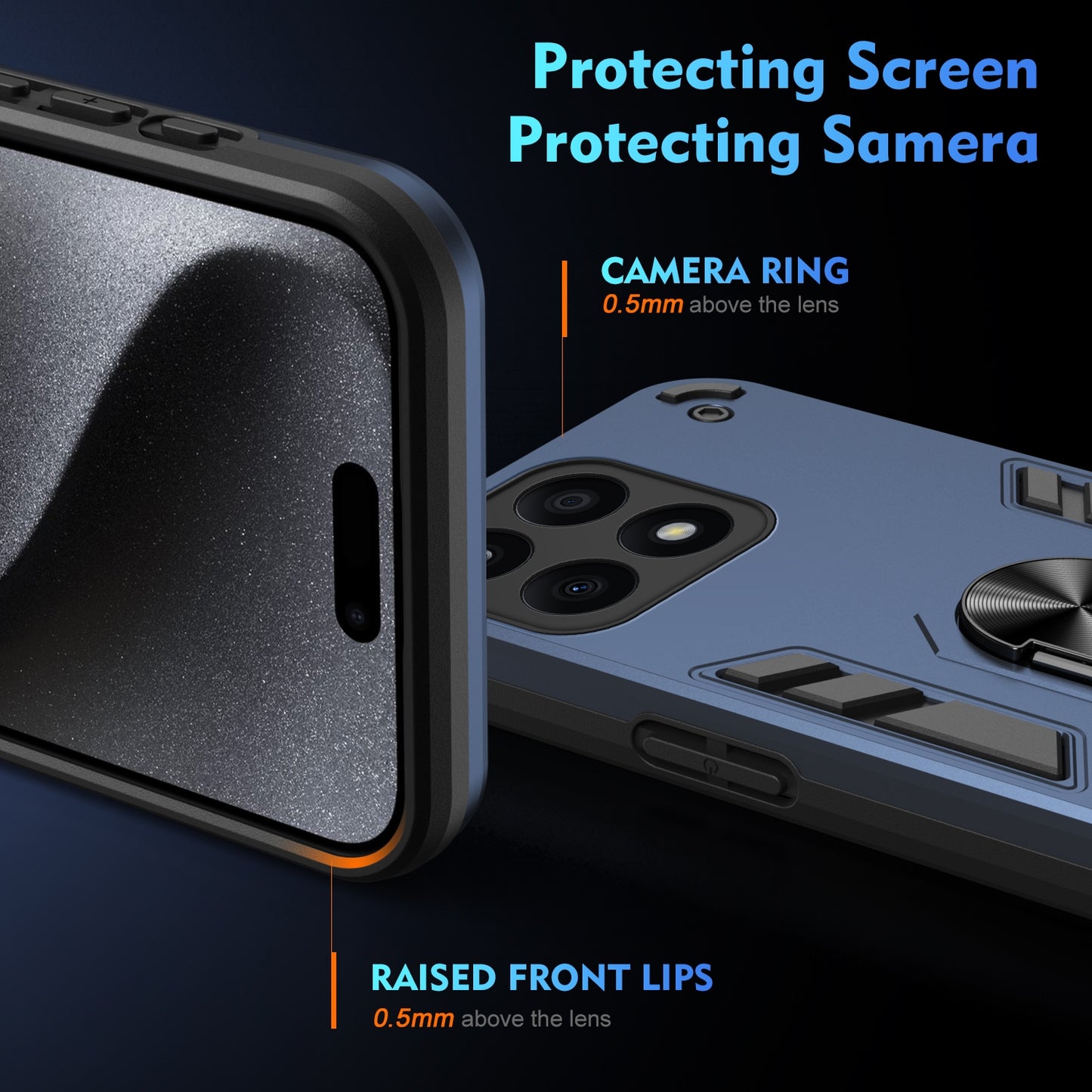 Shockproof Honor X8b Phone Case with 360° Rotatable Metal Ring Holder, Magnetic Car Mount Stand, Ultra-Thin PC & Silicone Protection Cover