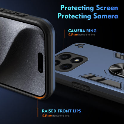 Shockproof Honor X8b Phone Case with 360° Rotatable Metal Ring Holder, Magnetic Car Mount Stand, Ultra-Thin PC & Silicone Protection Cover