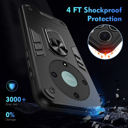 Shockproof Honor X9a Phone Case with 360° Rotatable Metal Ring Holder, Magnetic Car Mount Stand, Ultra-Thin PC & Silicone Protection Cover