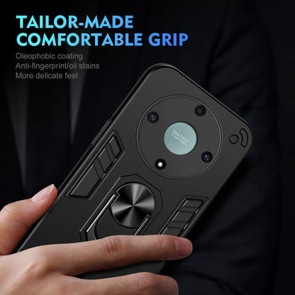 Shockproof Honor X9a Phone Case with 360° Rotatable Metal Ring Holder, Magnetic Car Mount Stand, Ultra-Thin PC & Silicone Protection Cover