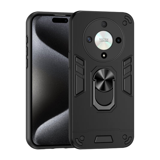 Shockproof Honor X9b Phone Case with 360° Rotatable Metal Ring Holder, Magnetic Car Mount Stand, Ultra-Thin PC & Silicone Protection Cover