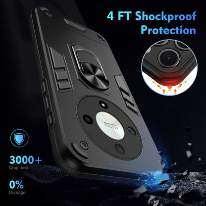Shockproof Honor X9b Phone Case with 360° Rotatable Metal Ring Holder, Magnetic Car Mount Stand, Ultra-Thin PC & Silicone Protection Cover