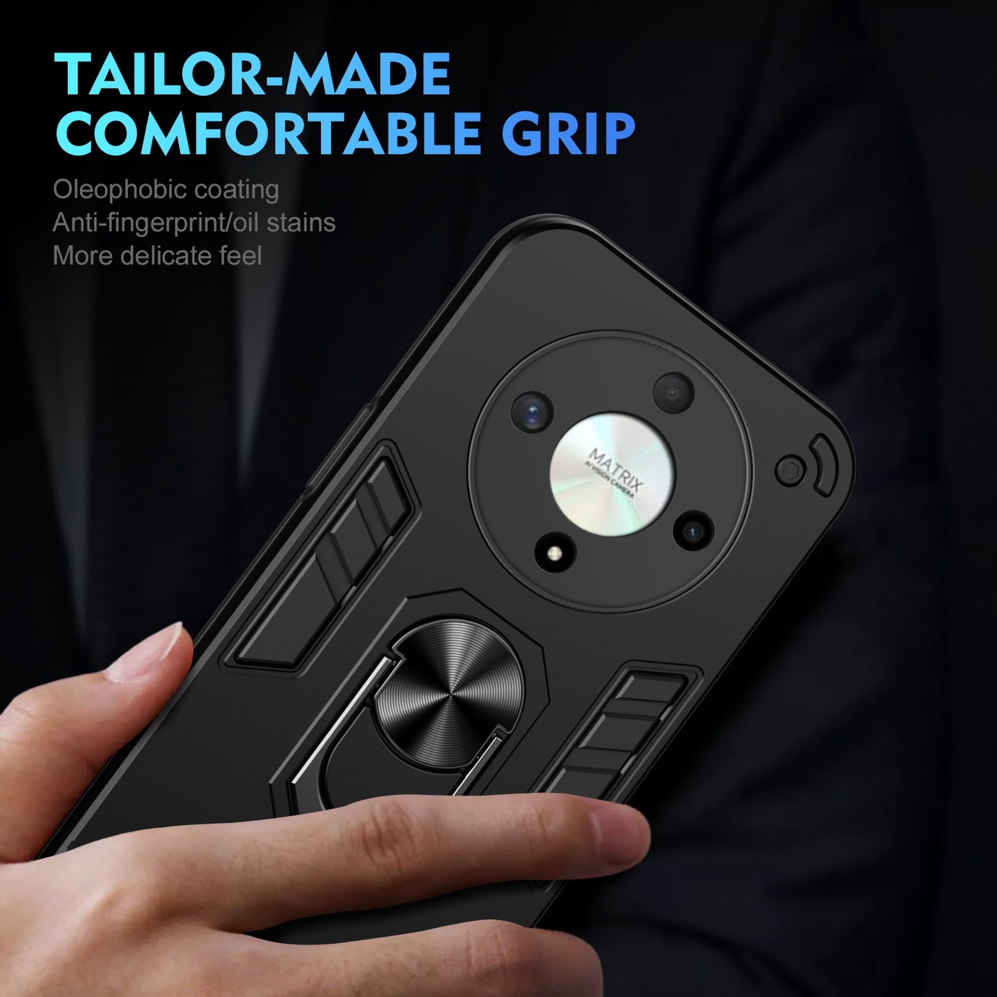 Shockproof Honor X9b Phone Case with 360° Rotatable Metal Ring Holder, Magnetic Car Mount Stand, Ultra-Thin PC & Silicone Protection Cover