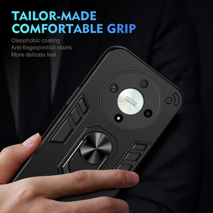 Shockproof Honor X9b Phone Case with 360° Rotatable Metal Ring Holder, Magnetic Car Mount Stand, Ultra-Thin PC & Silicone Protection Cover