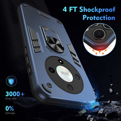 Shockproof Honor X9b Phone Case with 360° Rotatable Metal Ring Holder, Magnetic Car Mount Stand, Ultra-Thin PC & Silicone Protection Cover