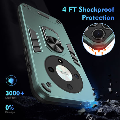 Shockproof Honor X9b Phone Case with 360° Rotatable Metal Ring Holder, Magnetic Car Mount Stand, Ultra-Thin PC & Silicone Protection Cover