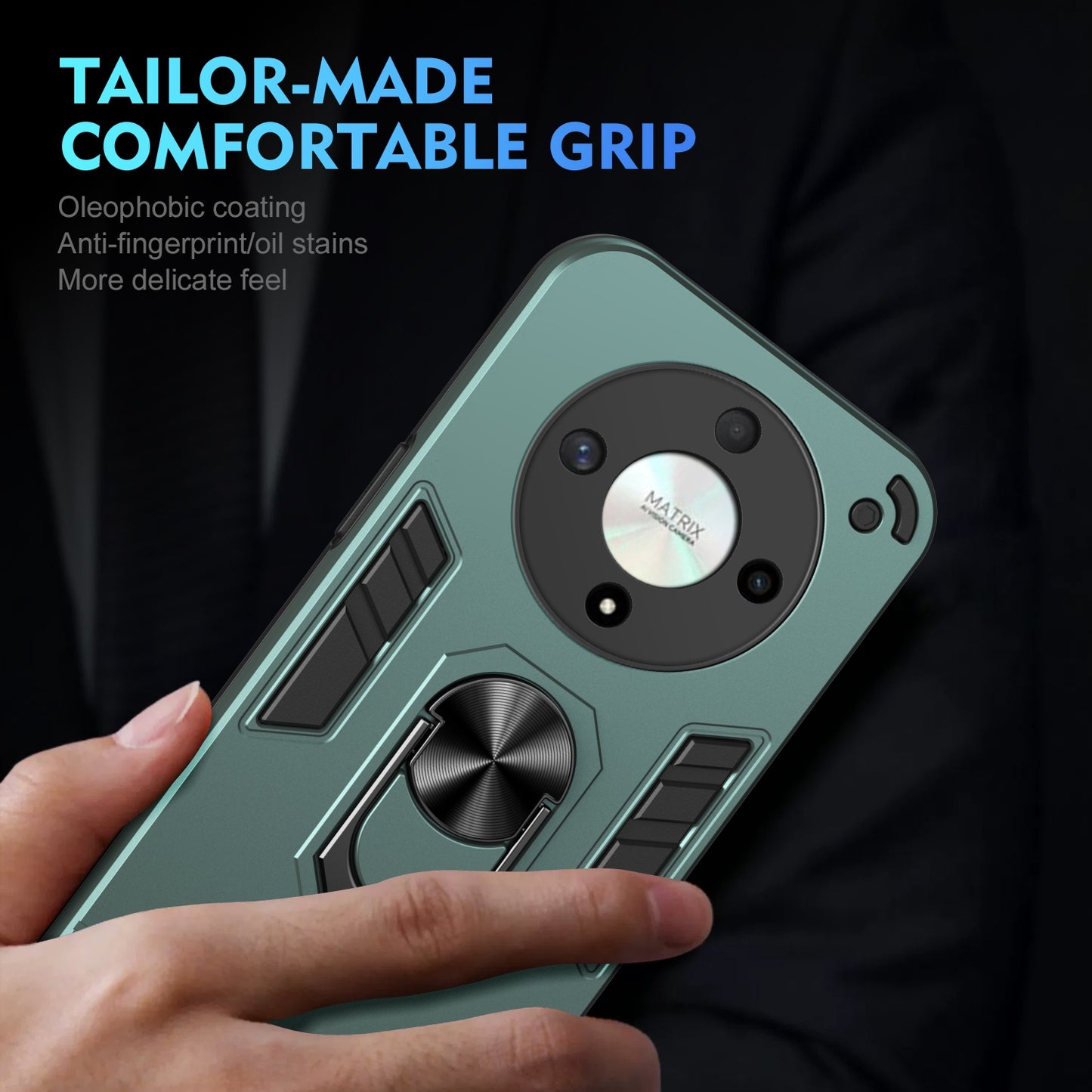 Shockproof Honor X9b Phone Case with 360° Rotatable Metal Ring Holder, Magnetic Car Mount Stand, Ultra-Thin PC & Silicone Protection Cover