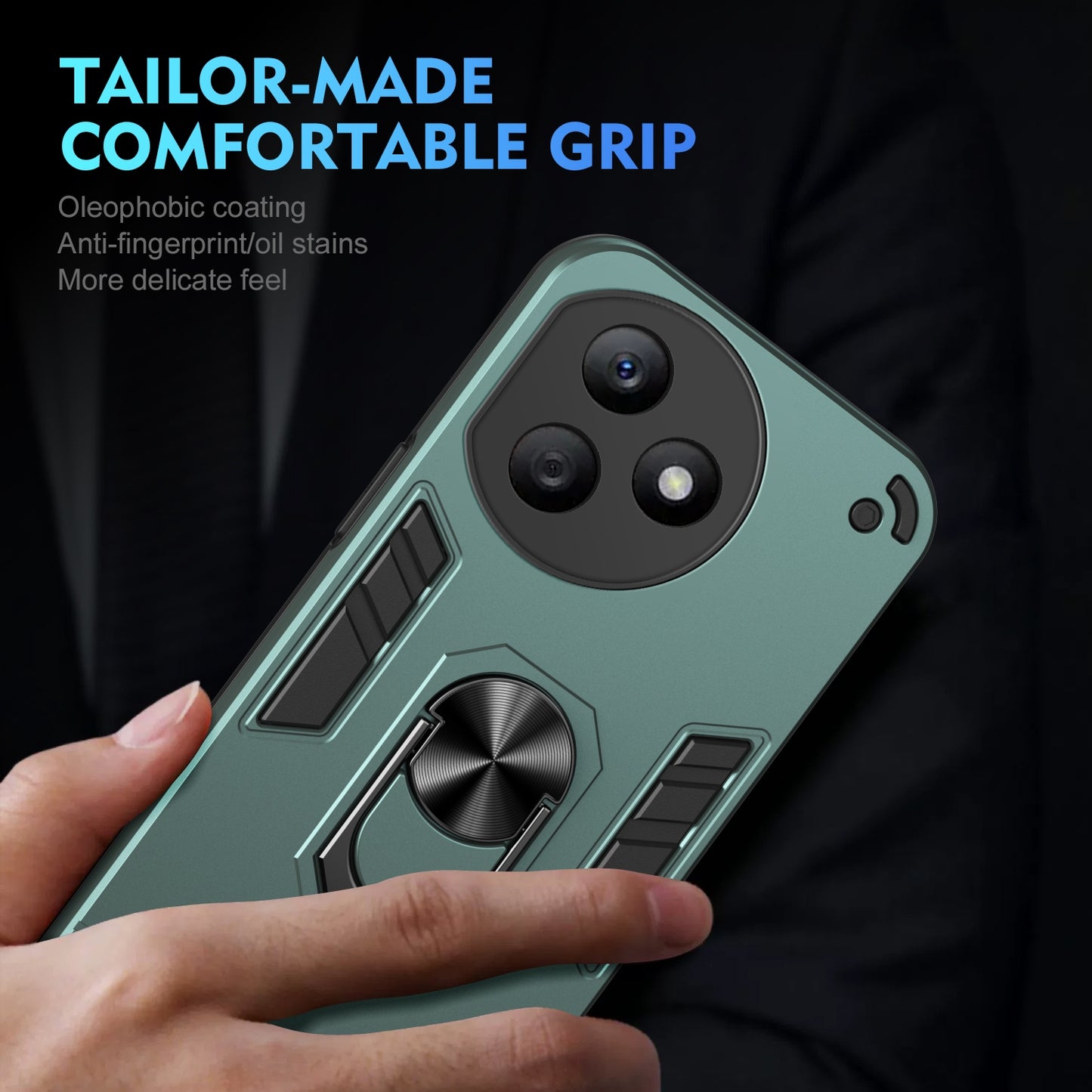 Shockproof Honor X50i+ Phone Case with 360° Rotatable Metal Ring Holder, Magnetic Car Mount Stand, Ultra-Thin PC & Silicone Protection Cover