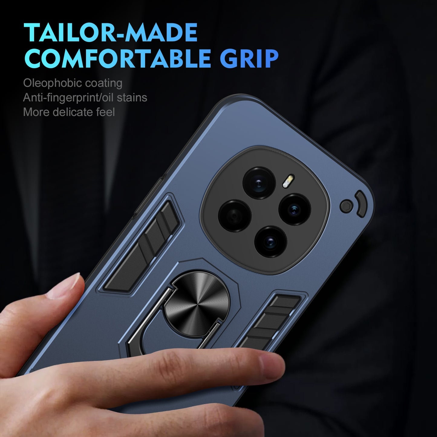 Shockproof Honor Magic7 Phone Case with 360° Rotatable Metal Ring Holder, Magnetic Car Mount Stand, Ultra-Thin PC & Silicone Protection Cover