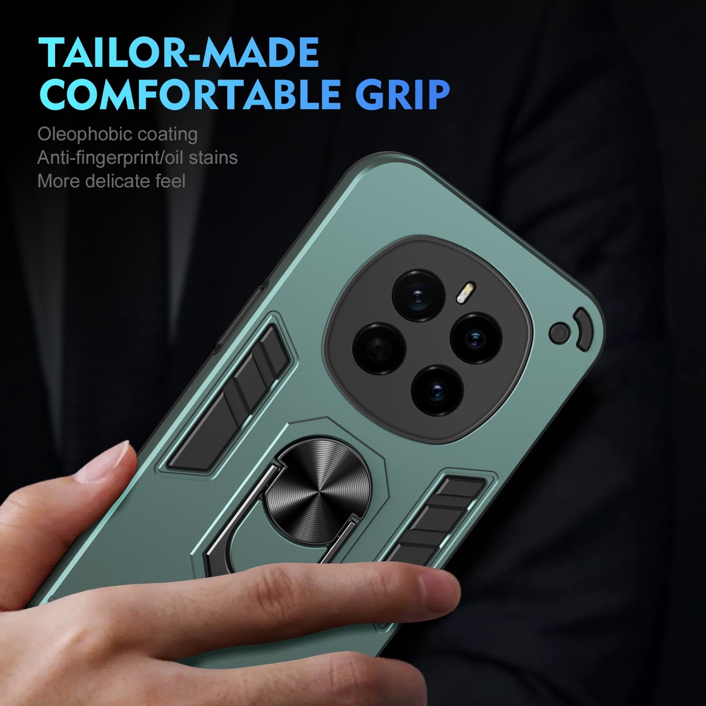 Shockproof Honor Magic7 Phone Case with 360° Rotatable Metal Ring Holder, Magnetic Car Mount Stand, Ultra-Thin PC & Silicone Protection Cover