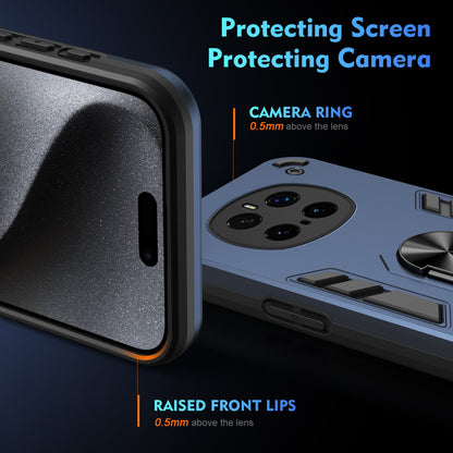 Shockproof Honor Magic7 Pro Phone Case with 360° Rotatable Metal Ring Holder, Magnetic Car Mount Stand, Ultra-Thin PC & Silicone Protection Cover