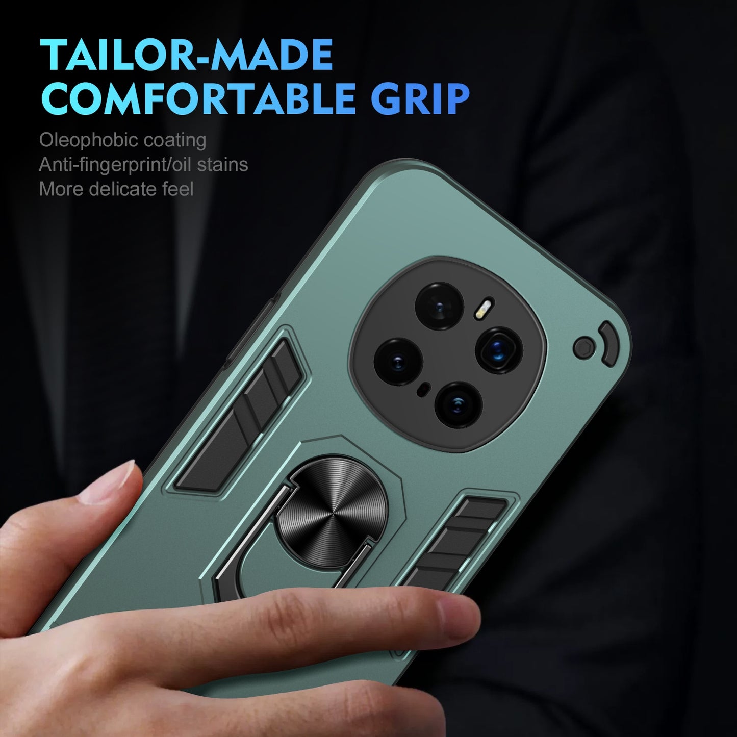 Shockproof Honor Magic7 Pro Phone Case with 360° Rotatable Metal Ring Holder, Magnetic Car Mount Stand, Ultra-Thin PC & Silicone Protection Cover