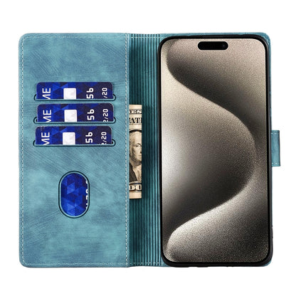 iPhone 15 Pro Max Heart & Cat Embossed Multi-Functional Pen Leather Wallet Phone Case with Stand and Card Slots