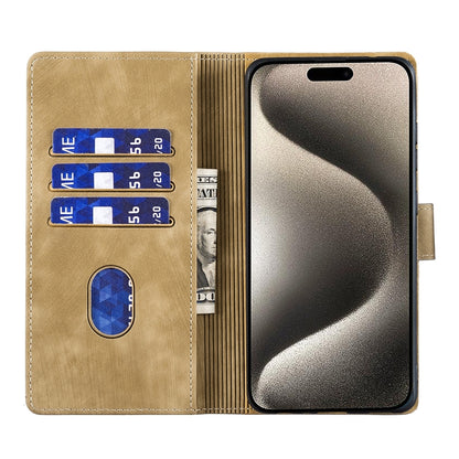 iPhone 15 Pro Heart & Cat Embossed Multi-Functional Pen Leather Wallet Phone Case with Stand and Card Slots