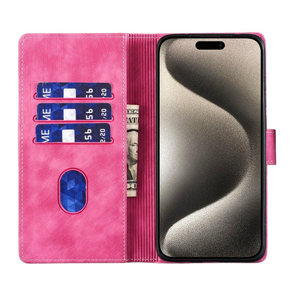 iPhone 15 Pro Heart & Cat Embossed Multi-Functional Pen Leather Wallet Phone Case with Stand and Card Slots