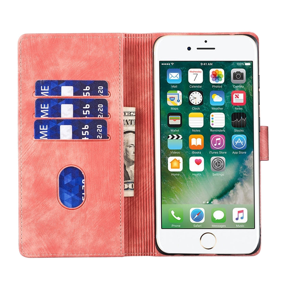 iPhone 7 Heart & Cat Embossed Multi-Functional Pen Leather Wallet Phone Case with Stand and Card Slots