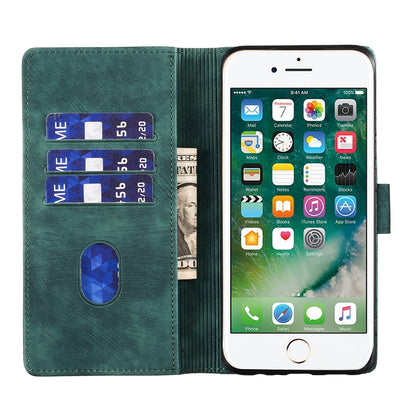 iPhone 8 Heart & Cat Embossed Multi-Functional Pen Leather Wallet Phone Case with Stand and Card Slots