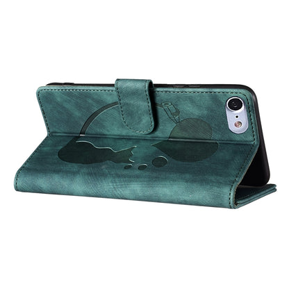 iPhone 7 Heart & Cat Embossed Multi-Functional Pen Leather Wallet Phone Case with Stand and Card Slots