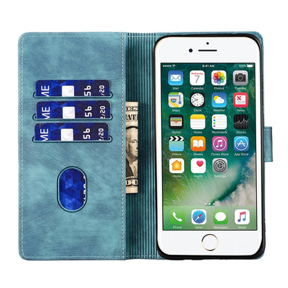 iPhone 8 Heart & Cat Embossed Multi-Functional Pen Leather Wallet Phone Case with Stand and Card Slots