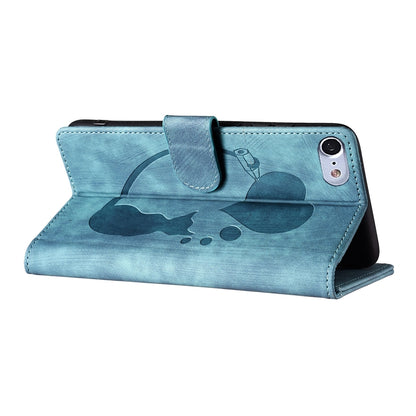 iPhone 7 Heart & Cat Embossed Multi-Functional Pen Leather Wallet Phone Case with Stand and Card Slots