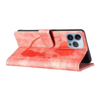 iPhone 12 Pro Heart & Cat Embossed Multi-Functional Pen Leather Wallet Phone Case with Stand and Card Slots