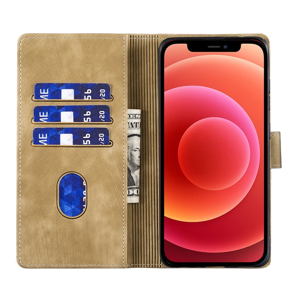 iPhone 12 Pro Heart & Cat Embossed Multi-Functional Pen Leather Wallet Phone Case with Stand and Card Slots