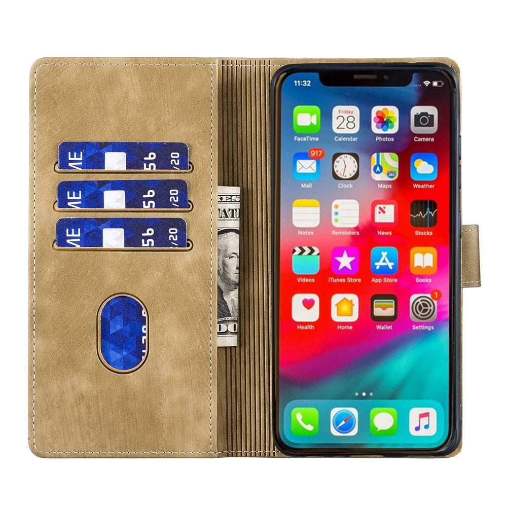 iPhone XS Heart & Cat Embossed Multi-Functional Pen Leather Wallet Phone Case with Stand and Card Slots
