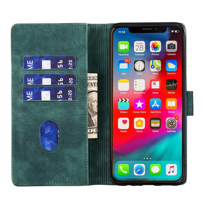 iPhone XS Heart & Cat Embossed Multi-Functional Pen Leather Wallet Phone Case with Stand and Card Slots