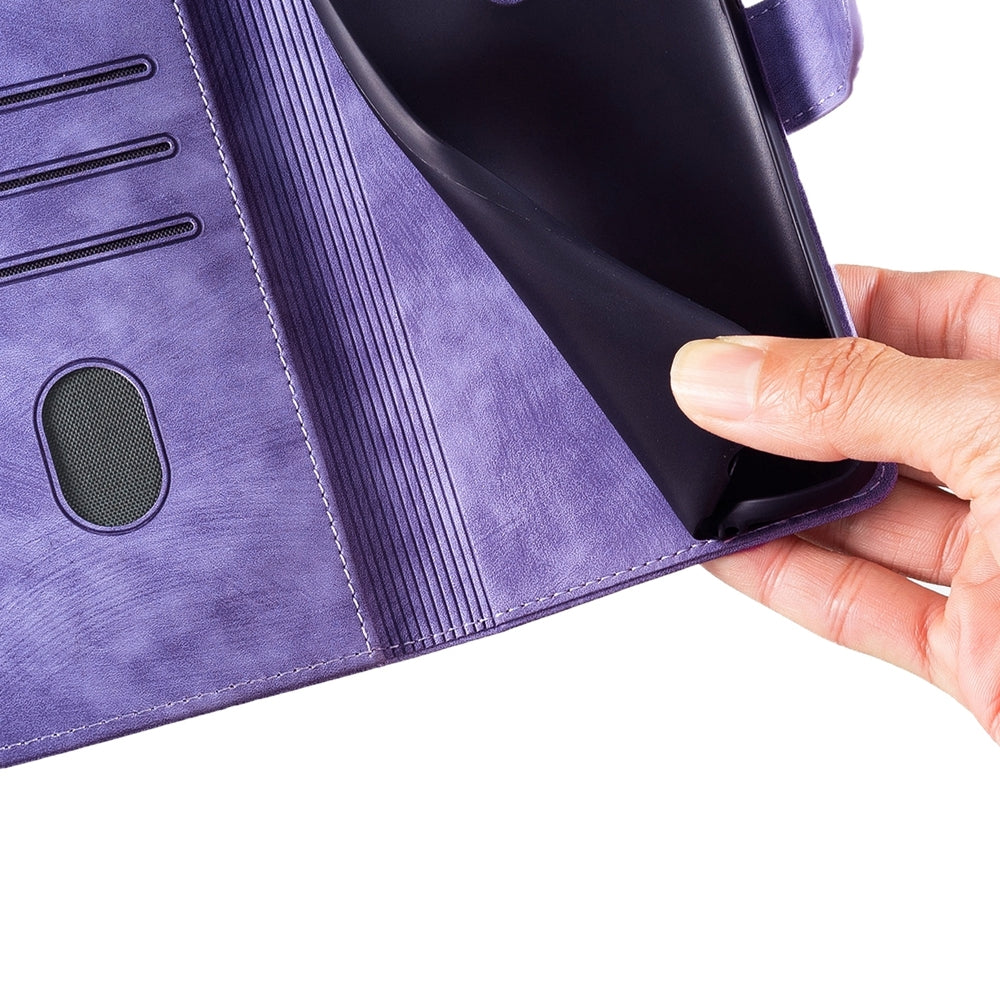 iPhone XR Heart & Cat Embossed Multi-Functional Pen Leather Wallet Phone Case with Stand and Card Slots