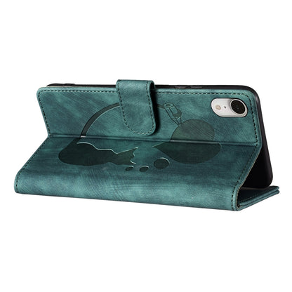 iPhone XR Heart & Cat Embossed Multi-Functional Pen Leather Wallet Phone Case with Stand and Card Slots