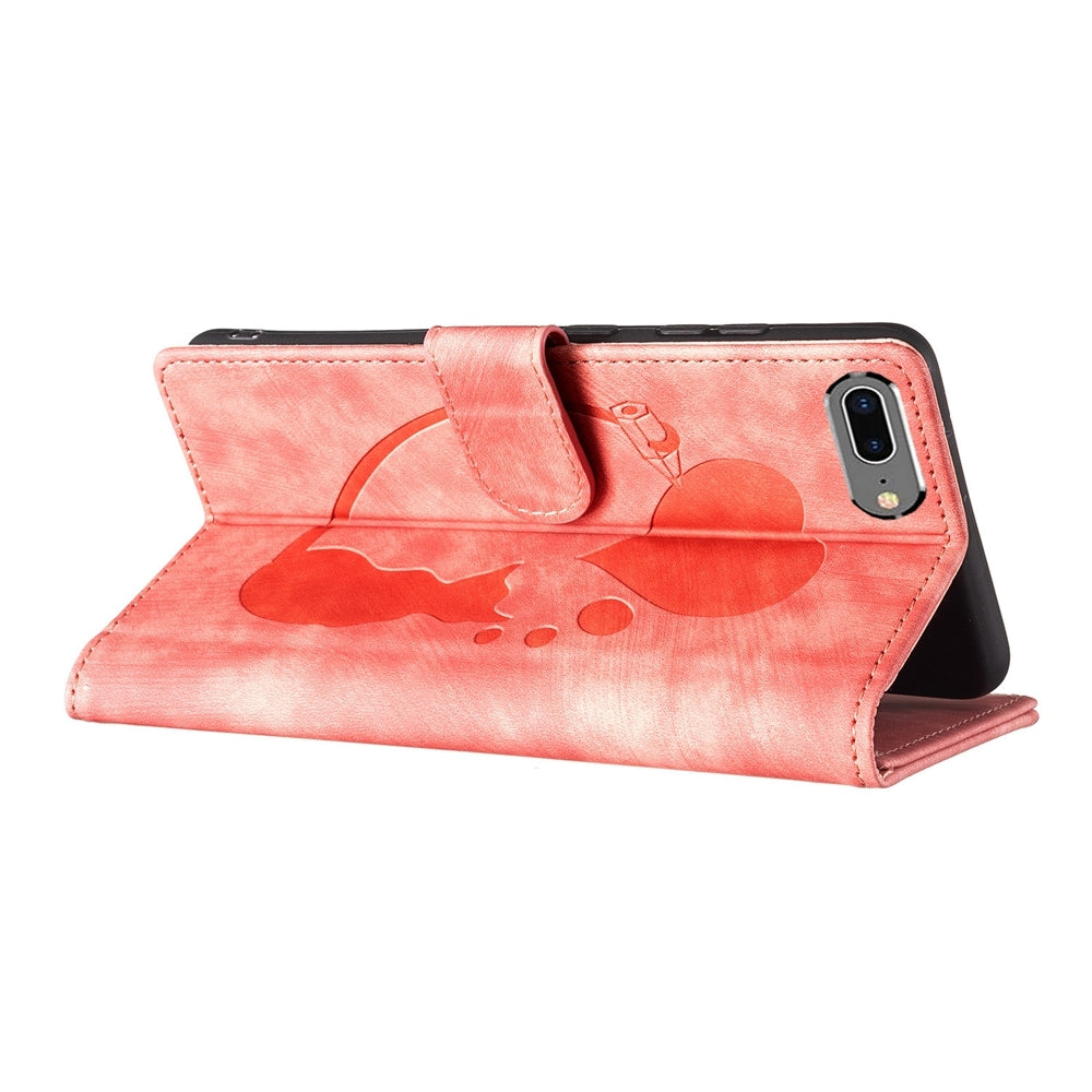 iPhone 7 Plus Heart & Cat Embossed Multi-Functional Pen Leather Wallet Phone Case with Stand and Card Slots