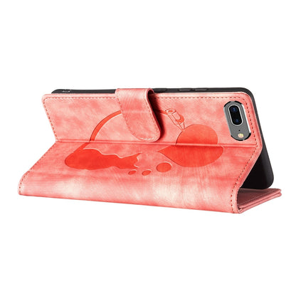 iPhone 7 Plus Heart & Cat Embossed Multi-Functional Pen Leather Wallet Phone Case with Stand and Card Slots