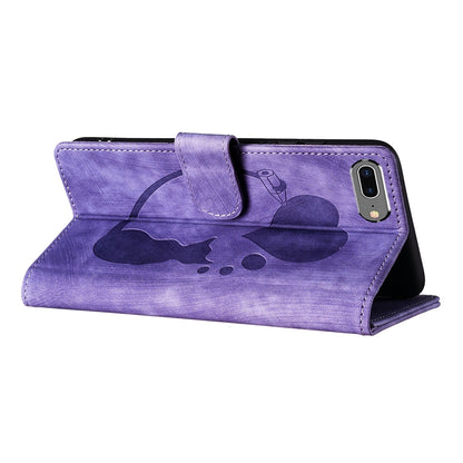 iPhone 7 Plus Heart & Cat Embossed Multi-Functional Pen Leather Wallet Phone Case with Stand and Card Slots