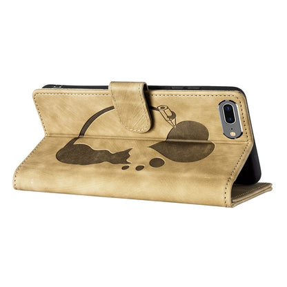 iPhone 7 Plus Heart & Cat Embossed Multi-Functional Pen Leather Wallet Phone Case with Stand and Card Slots