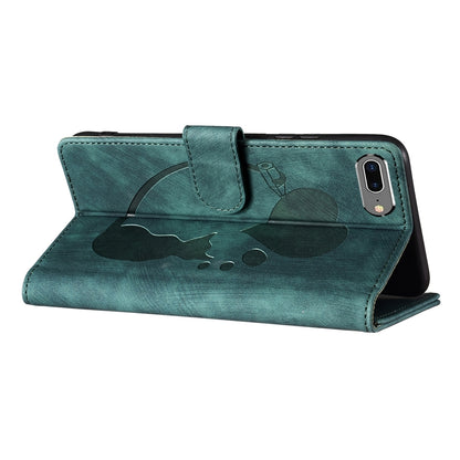 iPhone 7 Plus Heart & Cat Embossed Multi-Functional Pen Leather Wallet Phone Case with Stand and Card Slots