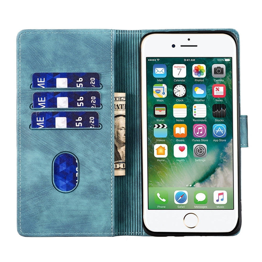 iPhone 7 Plus Heart & Cat Embossed Multi-Functional Pen Leather Wallet Phone Case with Stand and Card Slots