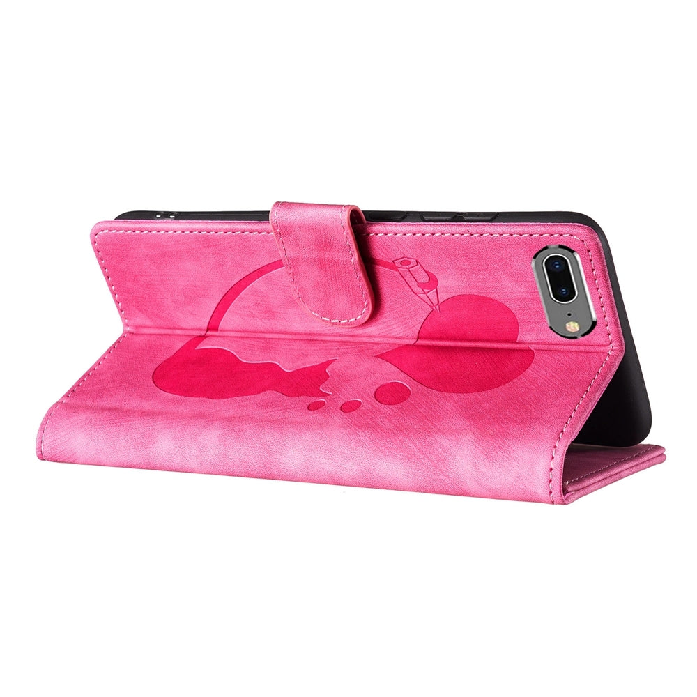 iPhone 7 Plus Heart & Cat Embossed Multi-Functional Pen Leather Wallet Phone Case with Stand and Card Slots