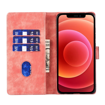 iPhone 12 mini Heart & Cat Embossed Multi-Functional Pen Leather Wallet Phone Case with Stand and Card Slots