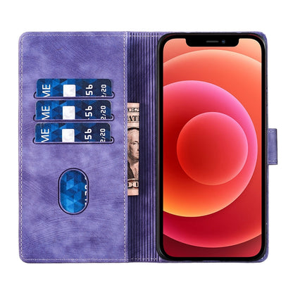 iPhone 12 mini Heart & Cat Embossed Multi-Functional Pen Leather Wallet Phone Case with Stand and Card Slots