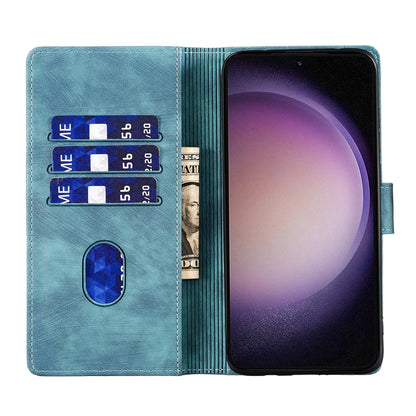 Samsung Galaxy S23+ 5G Heart & Cat Embossed Multi-Functional Pen Leather Wallet Phone Case with Stand and Card Slots