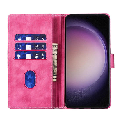 Samsung Galaxy S23+ 5G Heart & Cat Embossed Multi-Functional Pen Leather Wallet Phone Case with Stand and Card Slots