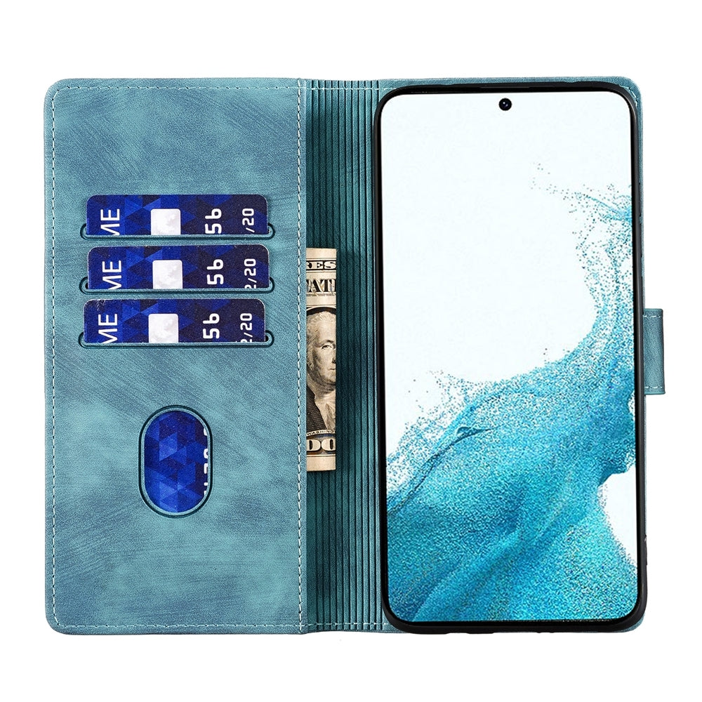 Samsung Galaxy S22+ 5G Heart & Cat Embossed Multi-Functional Pen Leather Wallet Phone Case with Stand and Card Slots