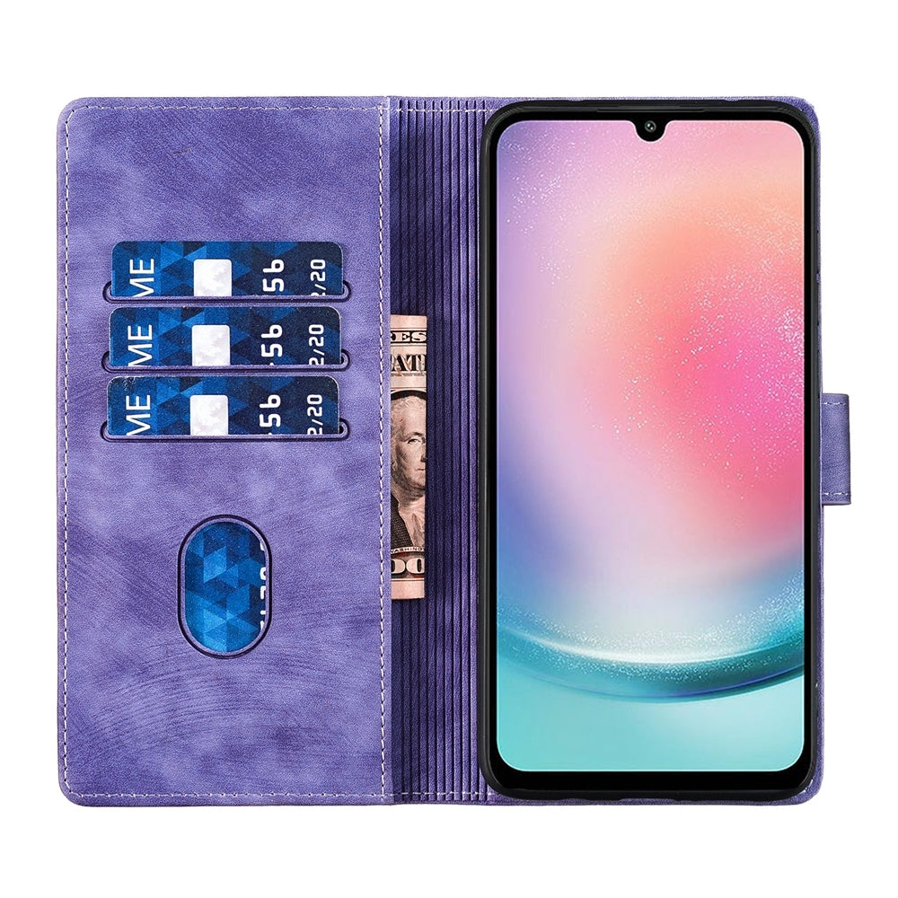 Samsung Galaxy A25 5G Heart & Cat Embossed Multi-Functional Pen Leather Wallet Phone Case with Stand and Card Slots