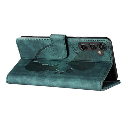 Samsung Galaxy A25 5G Heart & Cat Embossed Multi-Functional Pen Leather Wallet Phone Case with Stand and Card Slots