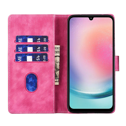 Samsung Galaxy A24 4G Heart & Cat Embossed Multi-Functional Pen Leather Wallet Phone Case with Stand and Card Slots