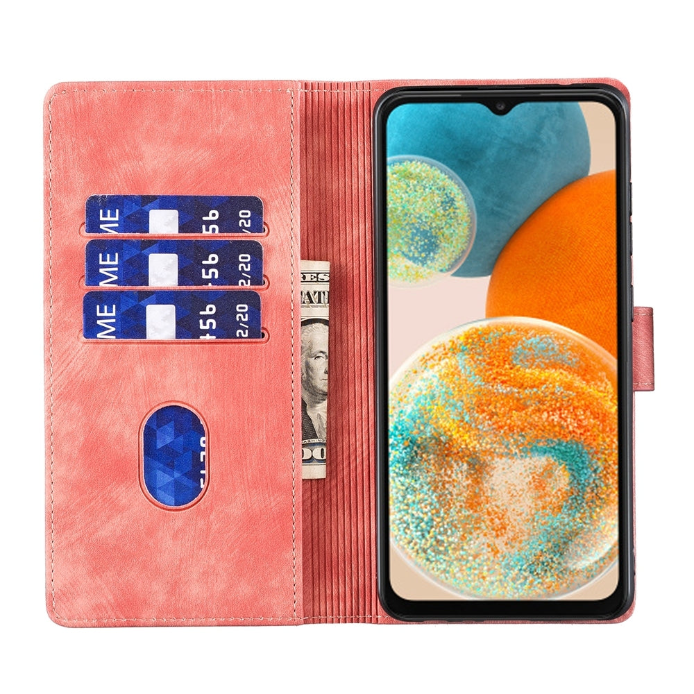 Samsung Galaxy A23 5G Heart & Cat Embossed Multi-Functional Pen Leather Wallet Phone Case with Stand and Card Slots