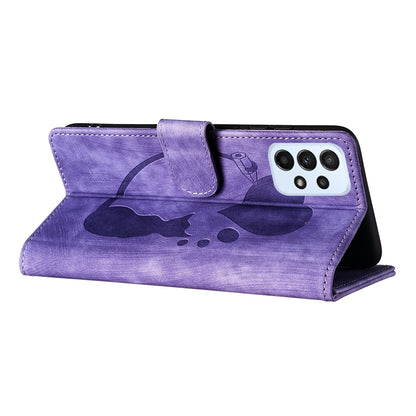 Samsung Galaxy A23 5G Heart & Cat Embossed Multi-Functional Pen Leather Wallet Phone Case with Stand and Card Slots