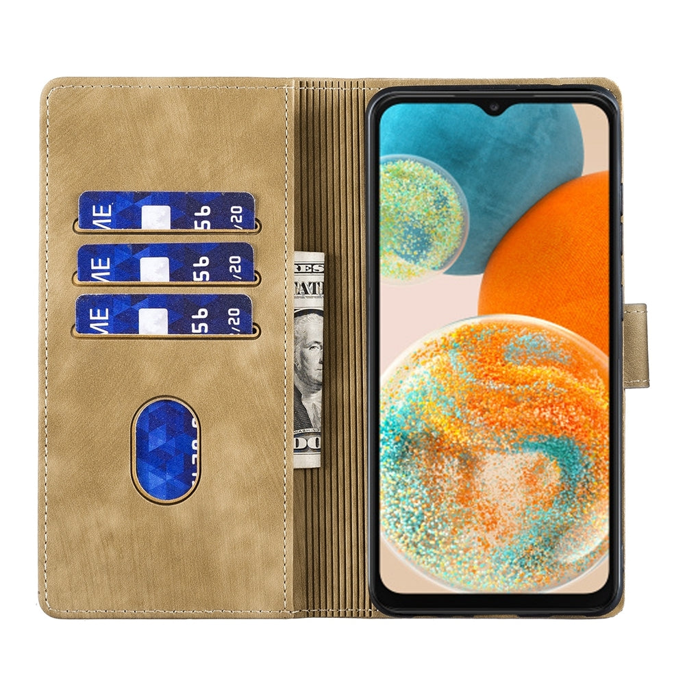 Samsung Galaxy A23 5G Heart & Cat Embossed Multi-Functional Pen Leather Wallet Phone Case with Stand and Card Slots
